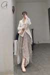 Marc Le Bihan lace embroidered skirt 2596 series plant dyeing France MLB-2596-ZZHUI PEARL GREY pearl gray lace embroidery